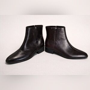 Zara Dark Brown Leather Ankle Booties